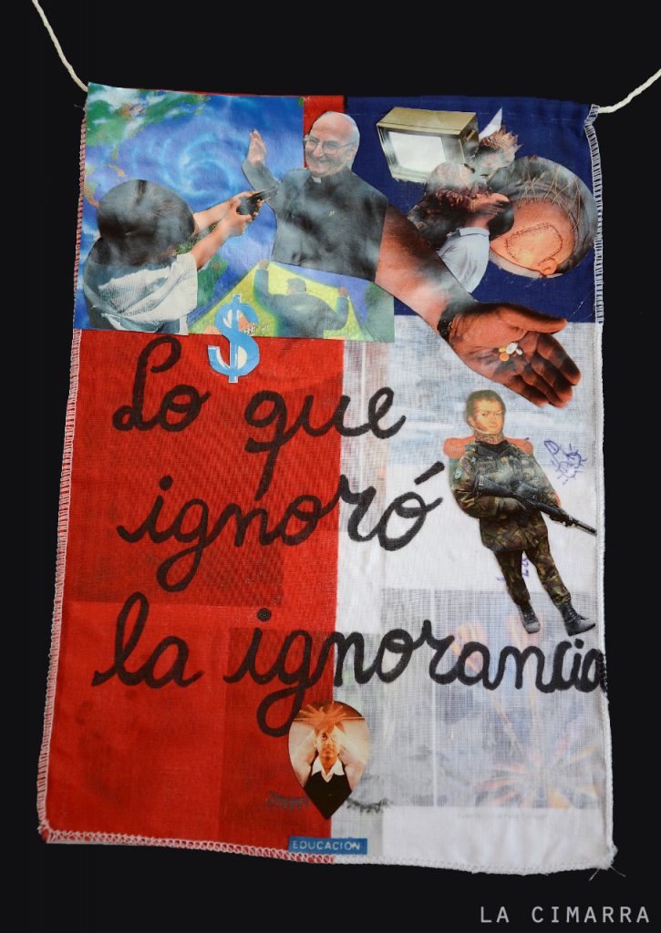 Intervención de Banderas Chilenas, Ingrid Yametti, poeta y performer Chilena