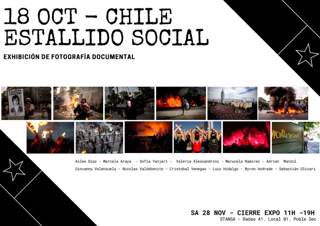 18 oct - Chile Estallido Social Exhibicón de fotografía documental, actividad para el fin de semana y poder hacer La Cimarra